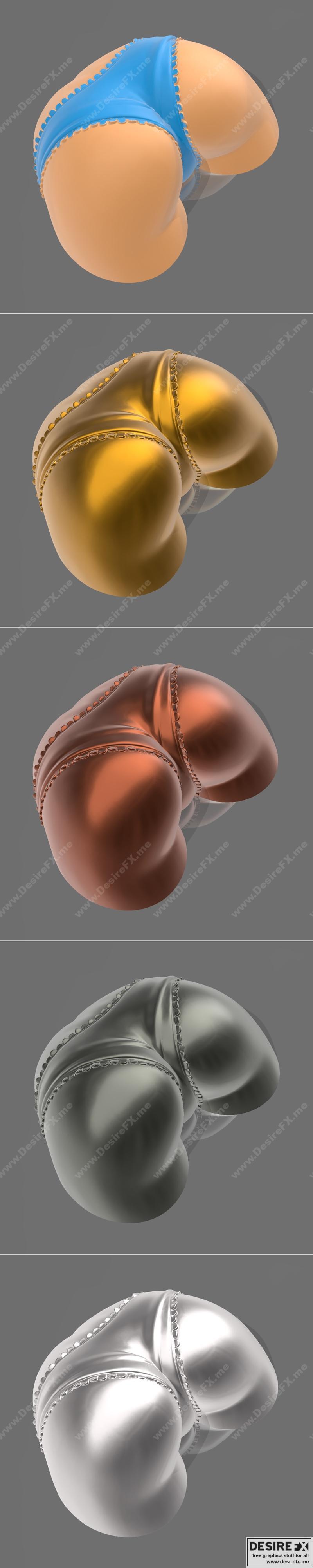 3D打印模型：动漫角色内裤设计|Panties on a Butt – 3D Print Model STL