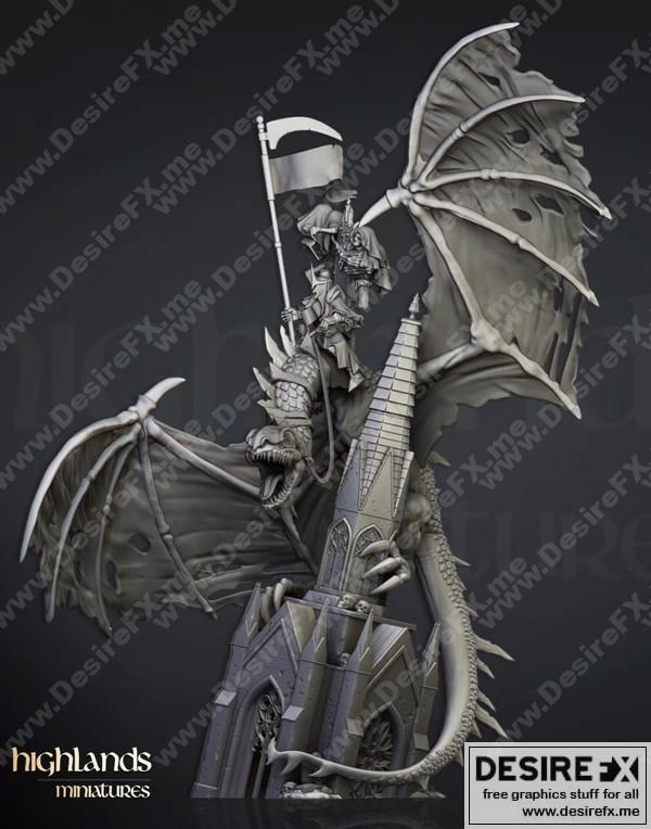 以太飞龙：埃泽基尔的3D打印模型|EZEKIEL, LORD NECROMANCER ON FLYING MONSTER