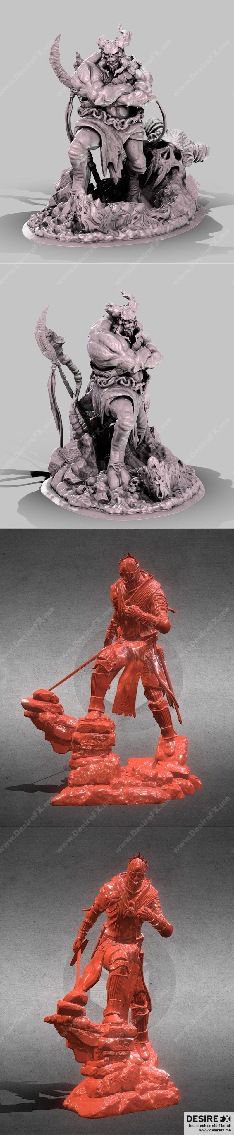地狱军团 - 黑暗之魂3 炼狱之灰雕塑 - 3D打印模型|The Army Of Hell – Veteran and Dark Souls 3 Soul Of Cinder Sculpture – 3D Print Model STL