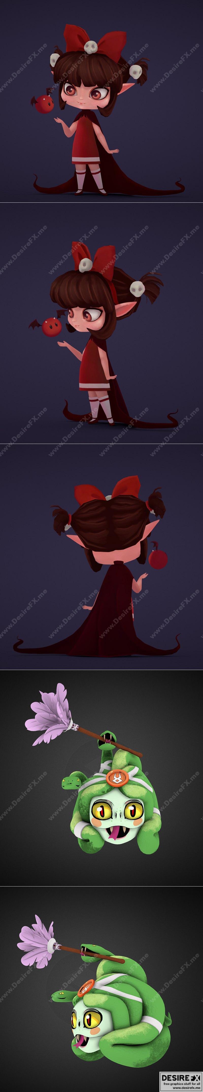 地狱之女Dusa与吸血鬼女孩模型3D打印文件|Vampire Girl Model and Dusa From Hades – 3D Print Model STL