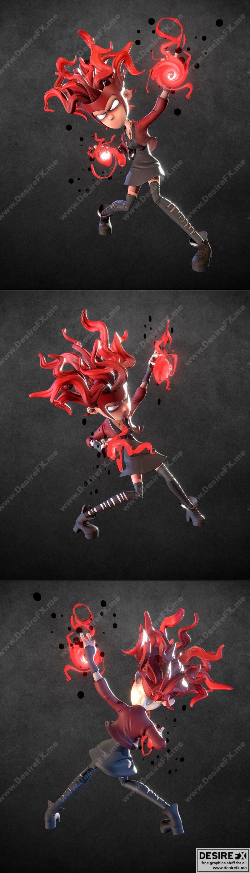 小红女巫 3D打印模型|Little Scarlet Witch – 3D Print Model STL