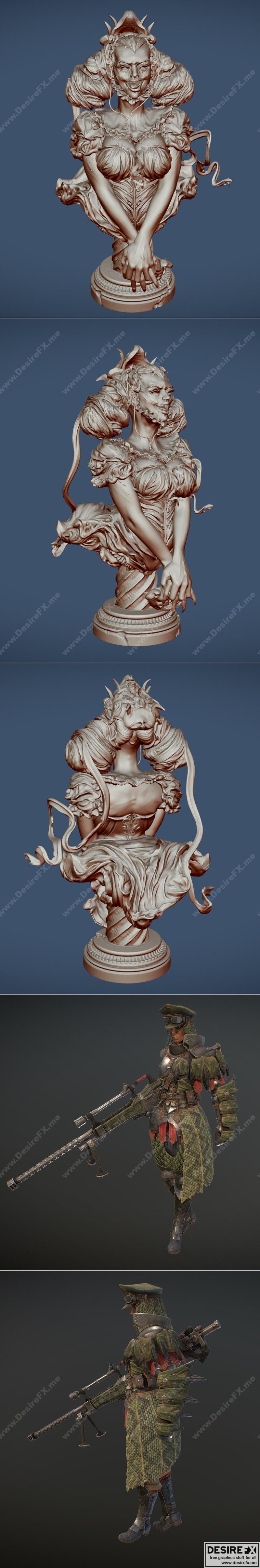 吸血鬼少女与猎手——3D打印模型|Vampire Girl Draculas and Huntress – 3D Print Model STL