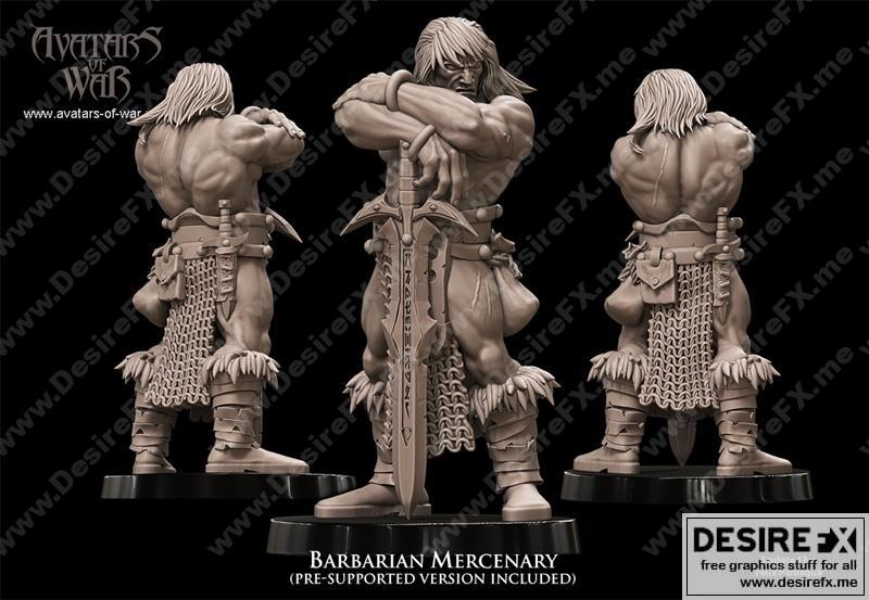 狂野佣兵 - 3D打印模型|Barbarian Mercenary – 3D Print Model STL
