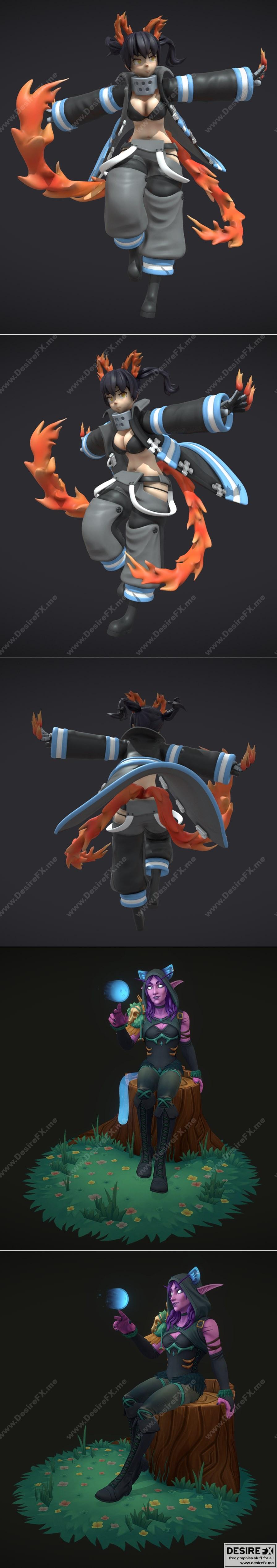 Tamaki Kotatsu 3D打印模型：恶魔人公会 森林精灵德鲁伊手绘角色|Tamaki Kotatsu figure – Enen no Shouboutai fanar and Hand Painted Night Elf Druid – 3D Print Model STL