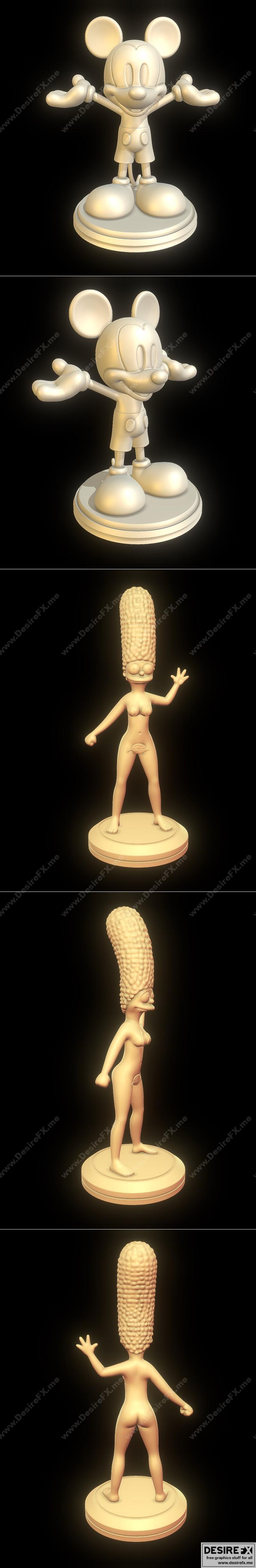 米奇老鼠与玛吉·辛普森 3D打印模型 STL|Mickey Mouse and Marge Simpson Naked – 3D Print Model STL