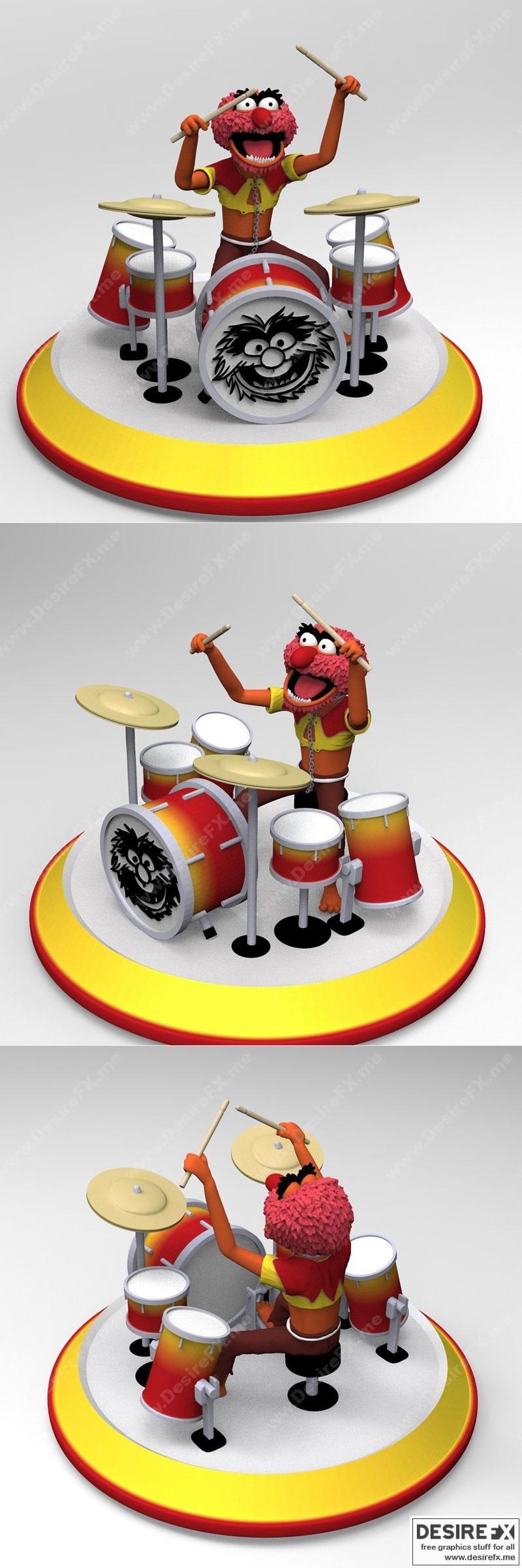 鼓乐动物毛绒玩偶 3D打印模型|Animal with Drums Muppets – 3D Print Model STL