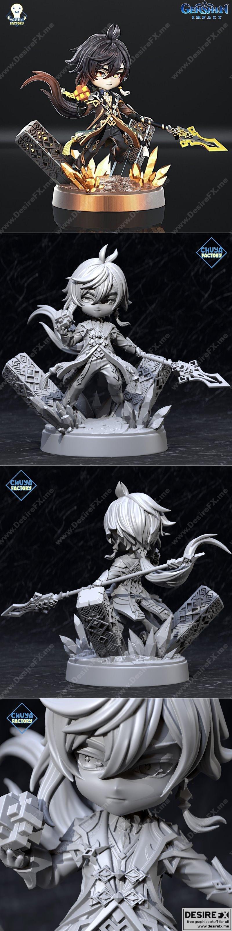 钟离CIBI三维打印模型 STL|Zhongli CHIBI – 3D Print Model STL