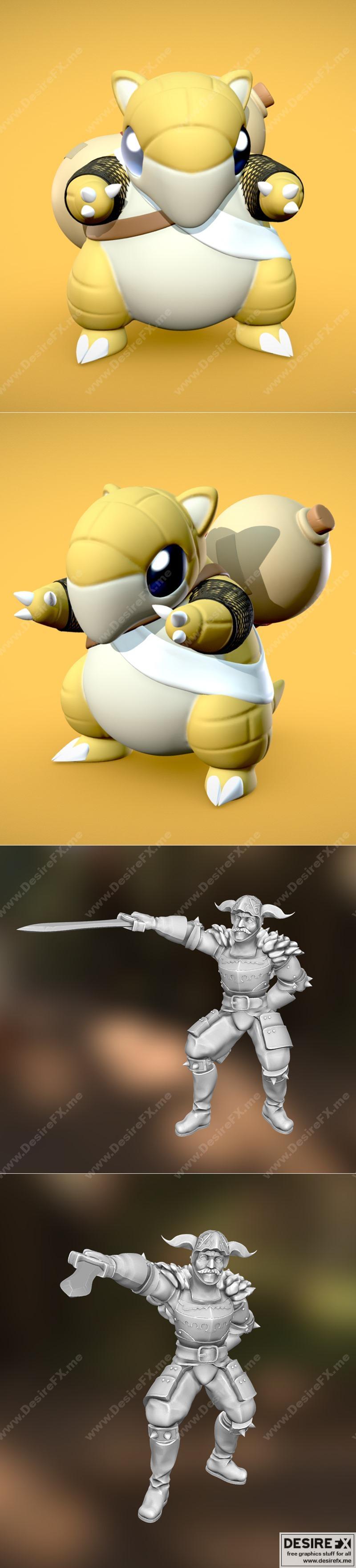 沙暴兽与卡卡罗特3D打印模型|Gaffgarion and Sandshrew Gaara – 3D Print Model STL