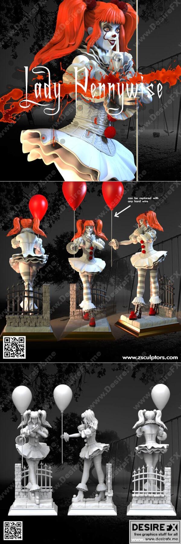 Lady Pennywise 3D打印模型|Lady Pennywise – 3D Print Model STL