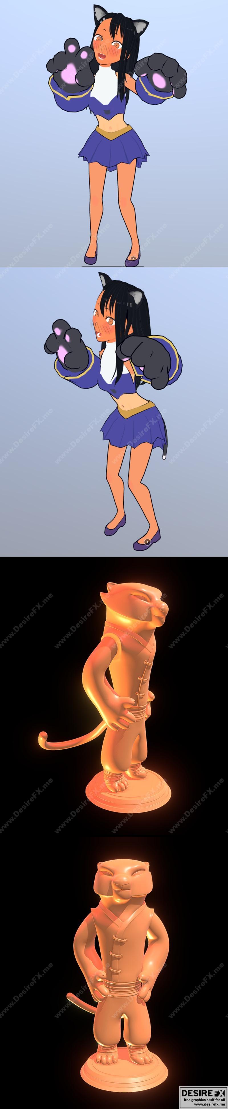 3D打印模型：功夫熊猫与Nyagatoro角色造型|Nyagatoro OwO and Kung Fu Panda – 3D Print Model STL