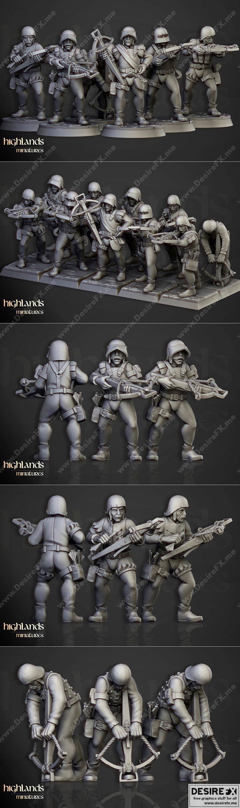 高地迷你模型-日落-crossbowman 3D打印模型|Highlands Miniatures – Sunland Crossbowman – 3D Print Model STL