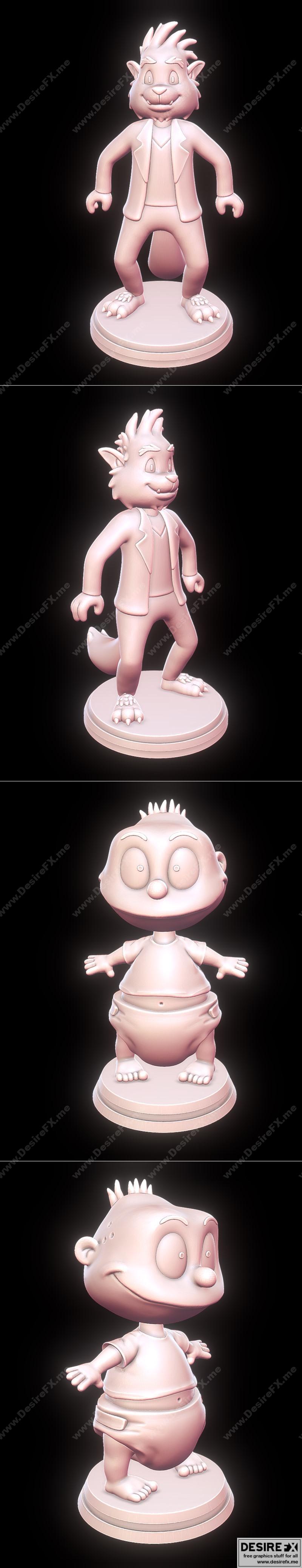 狼人怪物狂欢与汤米·皮克尔斯——《胡迪·小兔》3D打印模型|Wolf – Monster Mash and Tommy Pickles – Rugrats – 3D Print Model STL