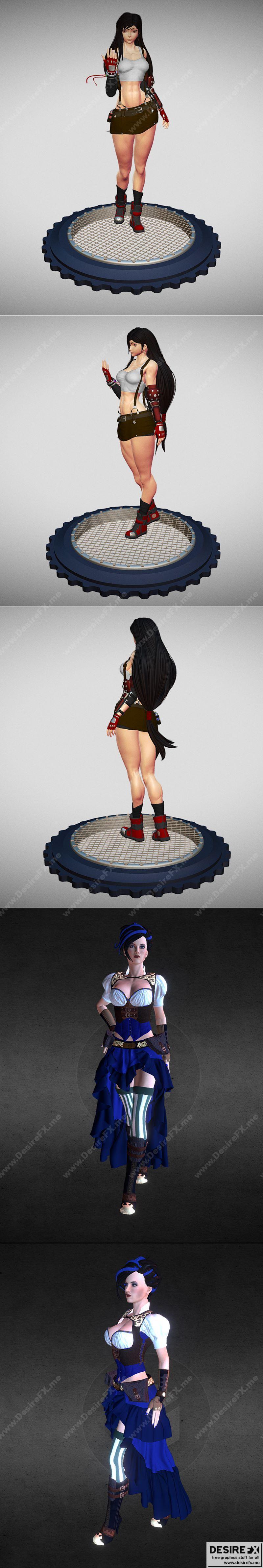 最终幻想7 Tifa角色 3D打印模型|Tifa Lockhart – Final Fantasy VII fanart and Steampunk woman – 3D Print Model STL