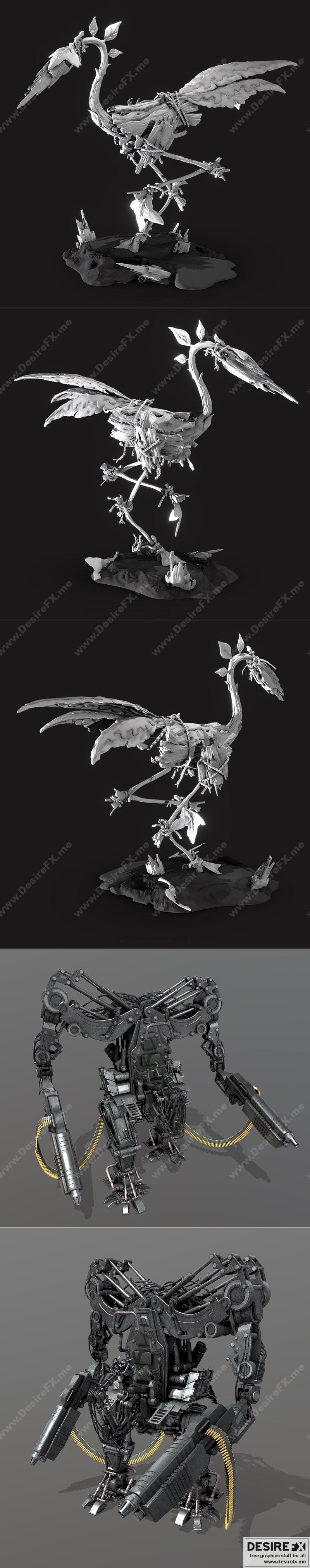 艺术鹤造型——Caplja与APU矩阵3D打印模型|Artistic Heron – Caplja and APU – Matrix – 3D Print Model STL