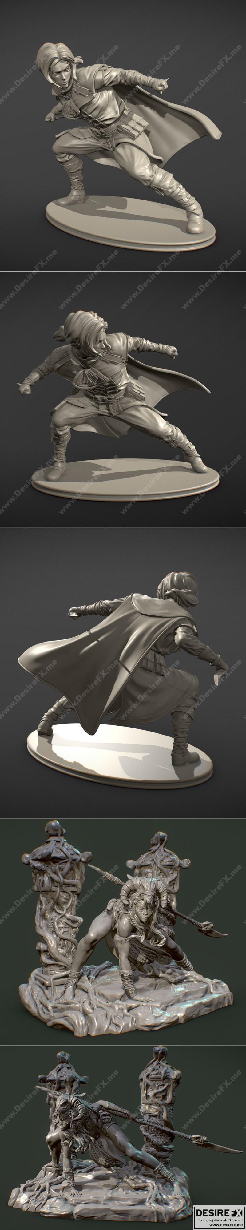 小人族游侠与雅雷茨伊 3D打印模型|Halfling Rogue and Yaretzi – 3D Print Model STL