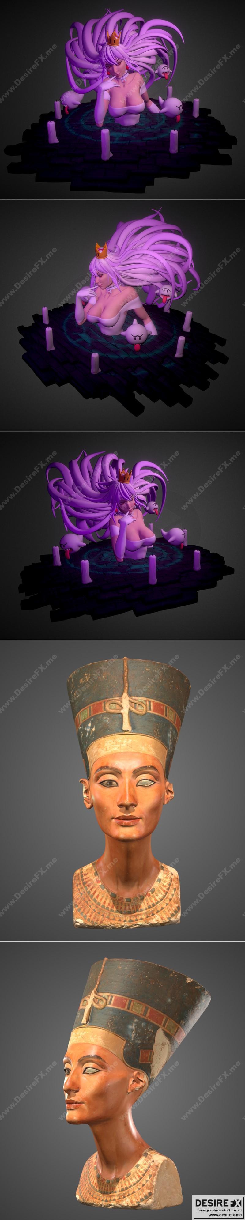 Boosette与奈芙蒂蒂浮雕——3D打印模型 STL|Boosette Bust and Nefertiti Foia Bust – 3D Print Model STL