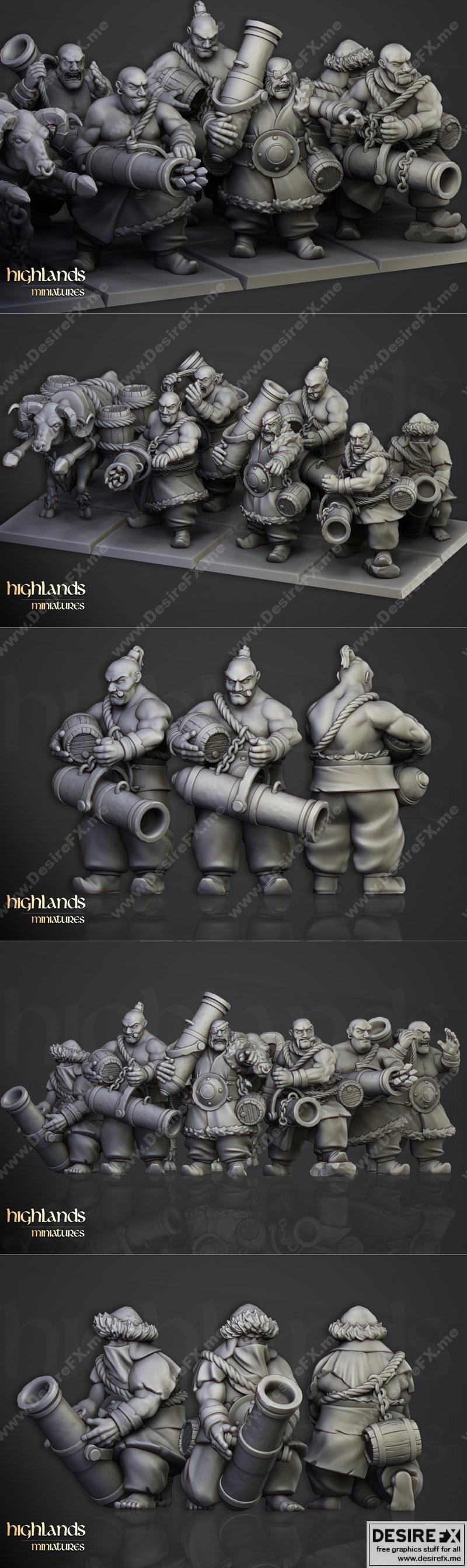 哈扎里亚枪手——3D打印模型|Highlands Miniatures – Khazarian Gunners – 3D Print Model STL