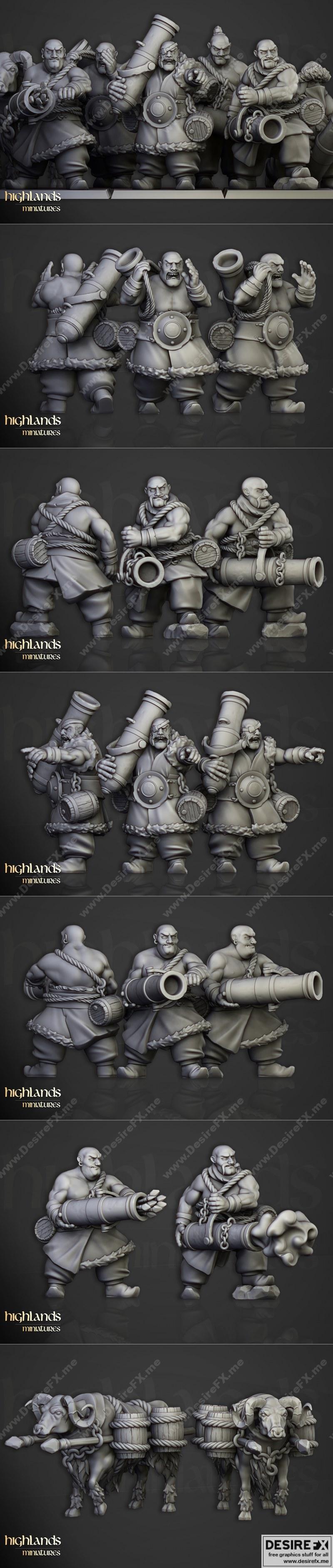 哈扎里亚枪手——3D打印模型|Highlands Miniatures – Khazarian Gunners – 3D Print Model STL