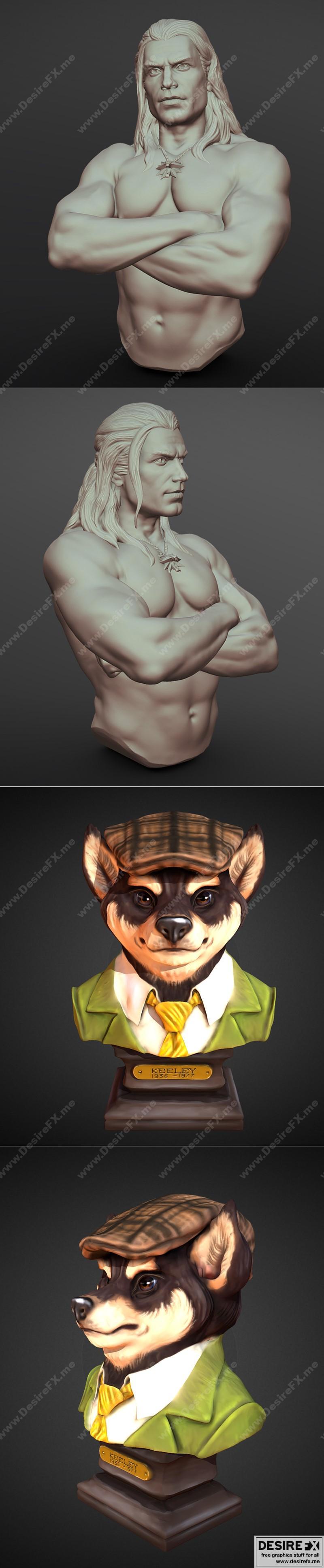 亨利·卡维尔《巫师》雕像 3D打印模型 STL|Henry Cavill The Witcher Bust and Keeley – 3D Print Model STL