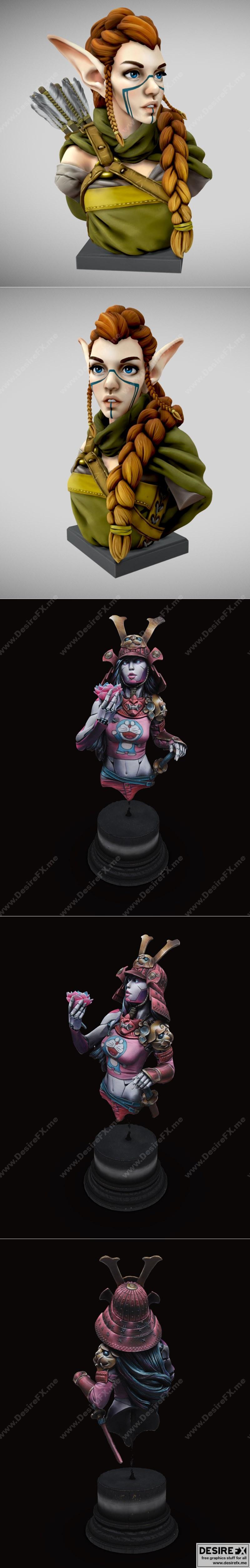 精灵弓手2.0与希望（ Ko-Hana ）3D打印模型|Elf Archer Bust 2.0 and Hope (Ko-Hana) – 3D Print Model STL