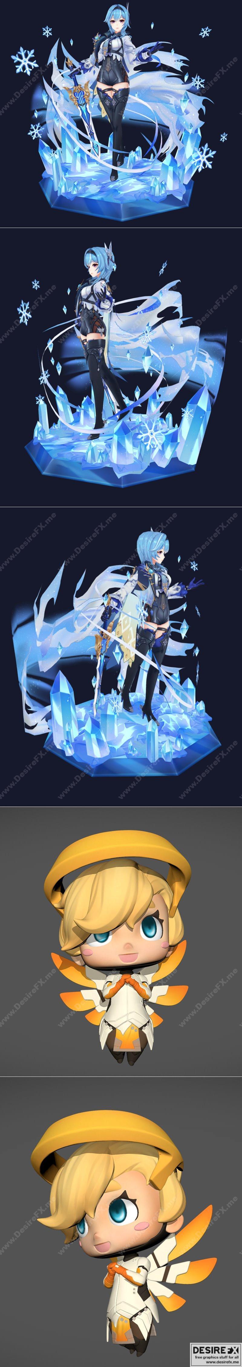 Eula角色3D打印模型 STL文件|Eula – Gensin Impact and OW-Mercy Project SculpTHOR – 3D Print Model STL