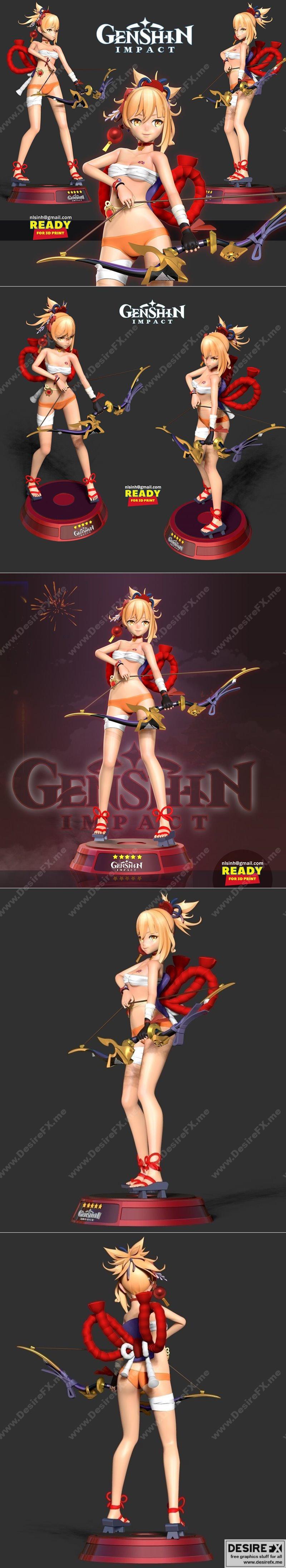 原神米卡 3D打印模型 STL|Archer Yoimiya – Genshin Impact Fanart – 3D Print Model STL
