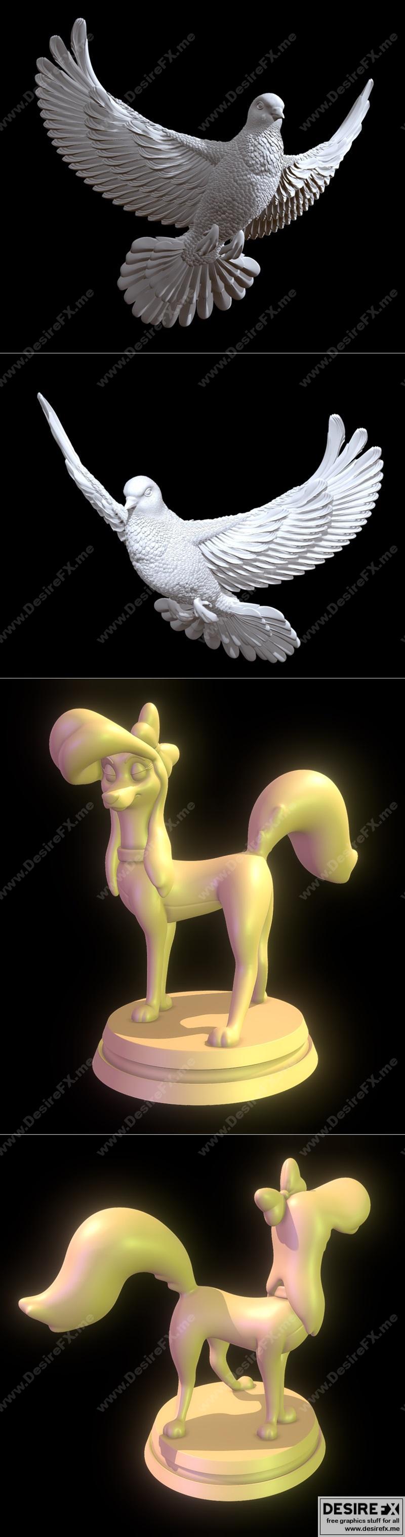 狐狸与猎犬2 3D打印模型|Dove and Dixie – Fox and the Hound 2 – 3D Print Model STL