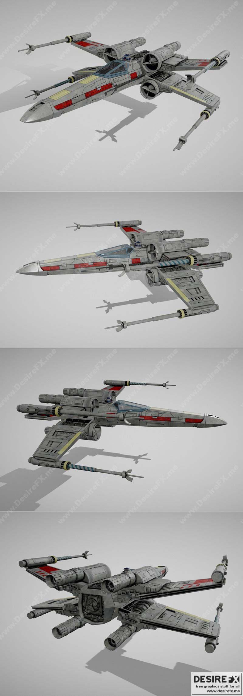 星战X翼战斗机内部结构 3D打印模型|Star Wars X-Wing Fighter with Interior – 3D Print Model STL