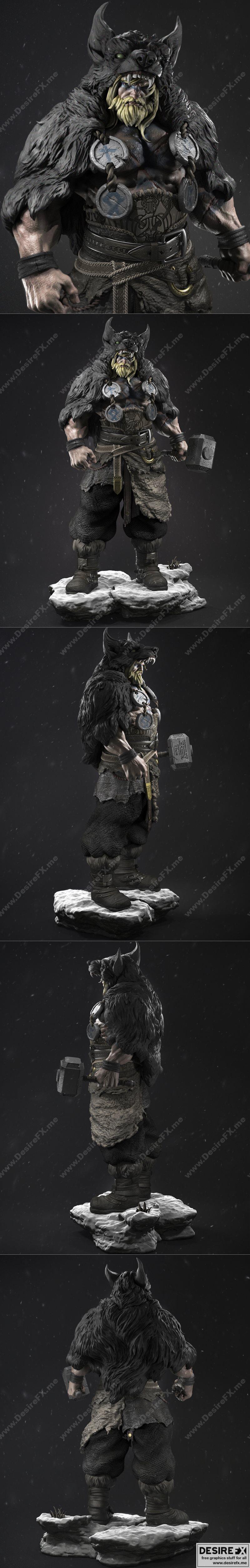 北欧战神托尔 3D打印模型|Barbarian Thor – 3D Print Model STL