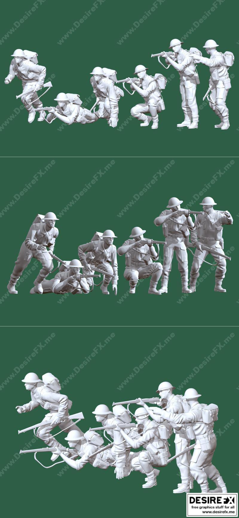 二战英国士兵 3D打印模型|British soldiers ww2 – 3D Print Model STL