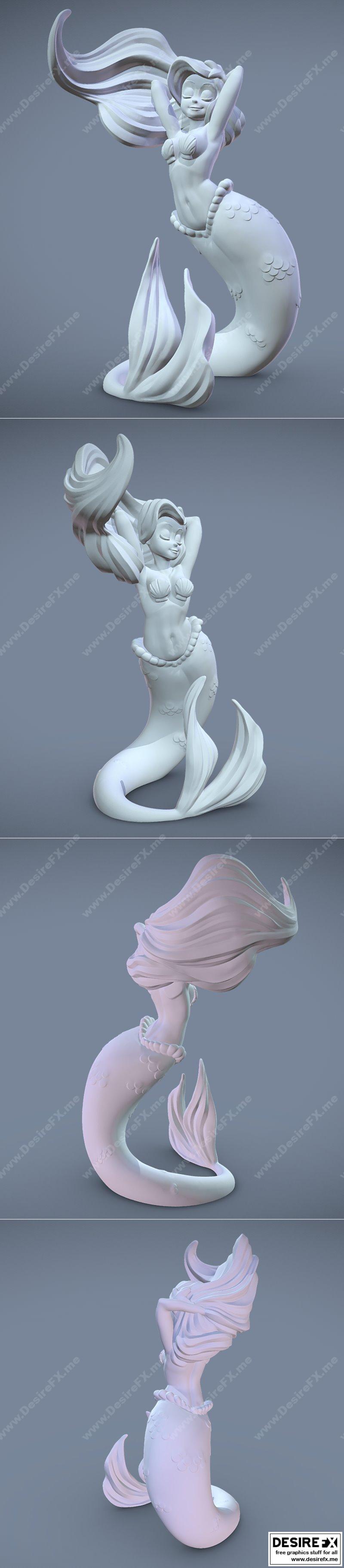 Mermaid - 3D打印模型 - 海洋生物角色设计|Mermaid – 3D Print Model STL