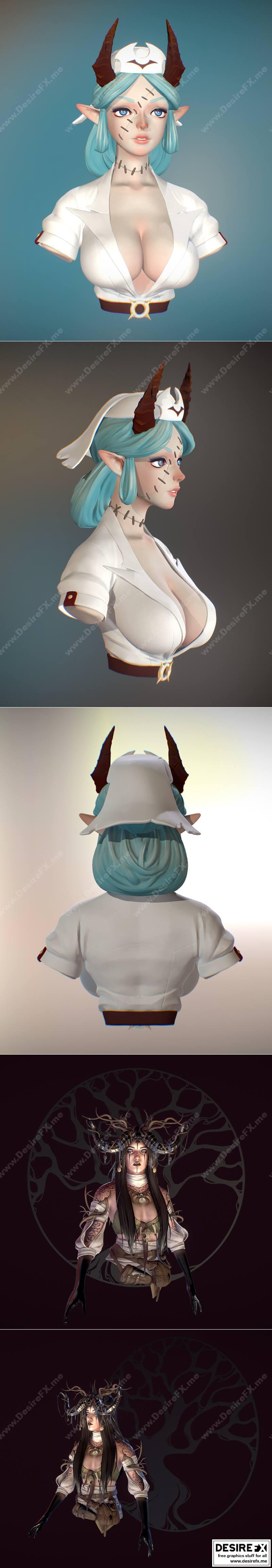 伊莎贝尔与亡灵法师——3D打印模型|Isabelle and Character Creation – Necromancer – 3D Print Model STL