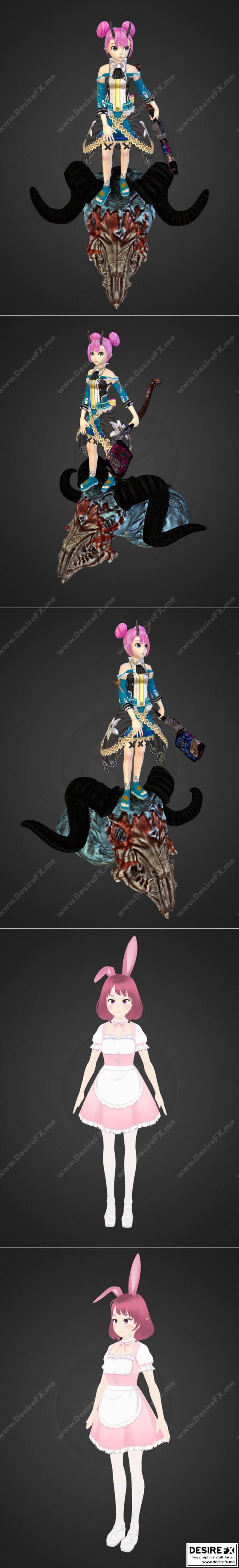动漫少女3D打印模型STL|Summoner and Anime Character girl for Blender 10 – 3D Print Model STL