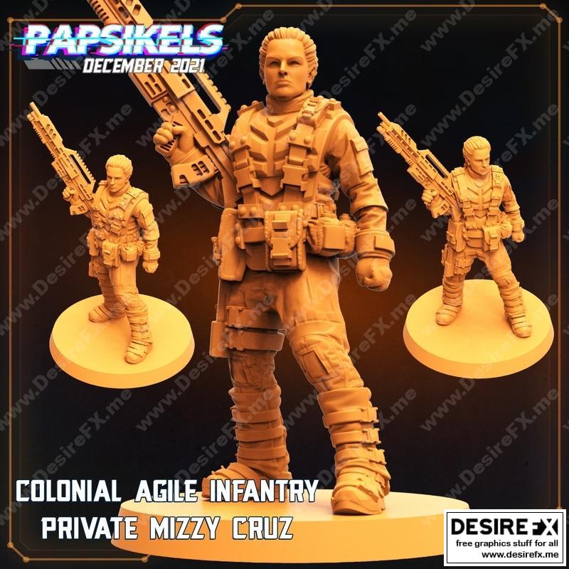 殖民地敏捷步兵私兵米齐·克鲁兹 3D打印模型|Colonial Agile Infantry Private Mizzy Cruz