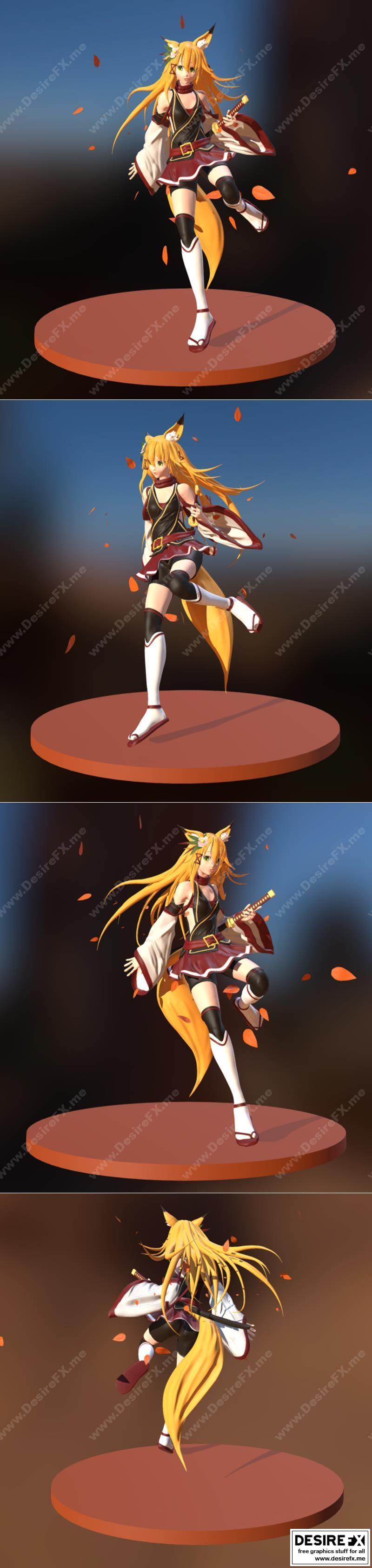 狐妹3D打印模型|Fox Girl – 3D Print Model STL