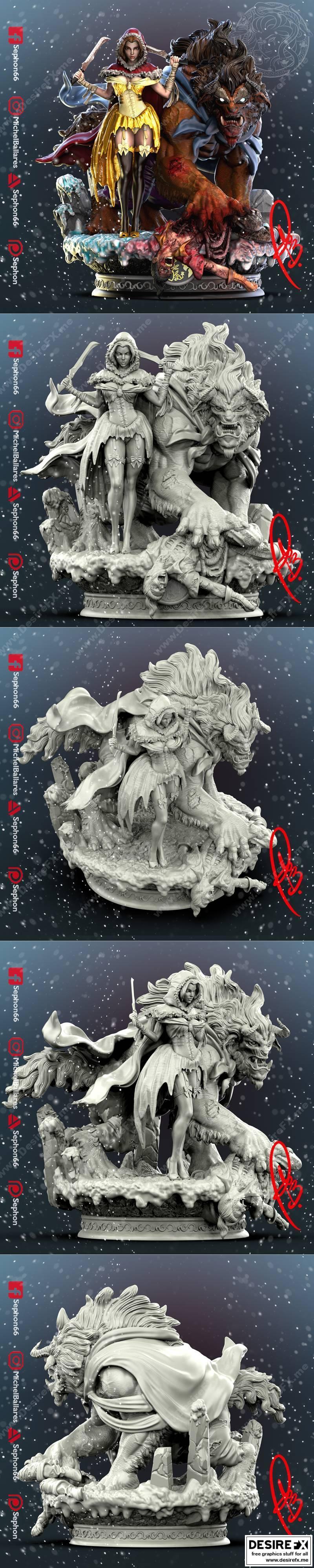 Beast之吻 3D打印模型|Beauty and the Beast – 3D Print Model STL