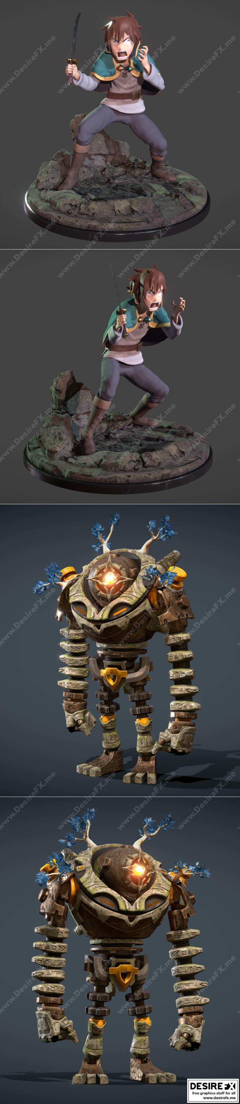 萨utow（咒术回战）与灾厄守卫者——原神3D打印模型|Kazuma Satou (Konosuba) and Ruin Guard – Genshin Impact – 3D Print Model STL