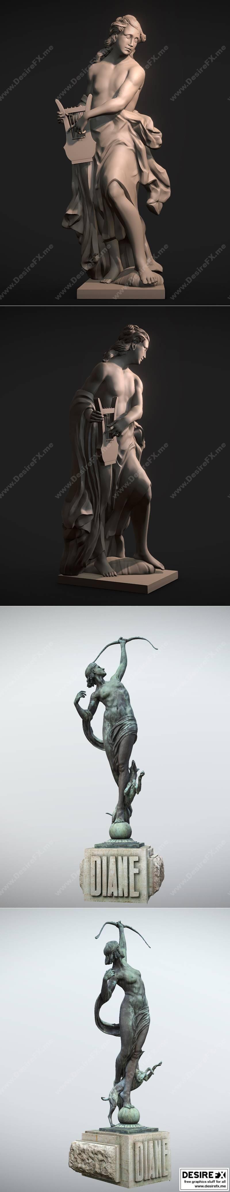 阿瑞斯与迪安娜——阿尔忒弥斯3D打印模型|Angel and Diana – Artemis