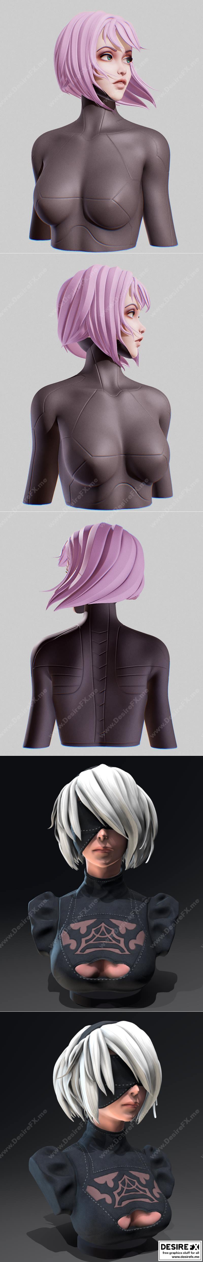 安卓重制版与2B的3D打印模型|Android Remake and 2B Bust