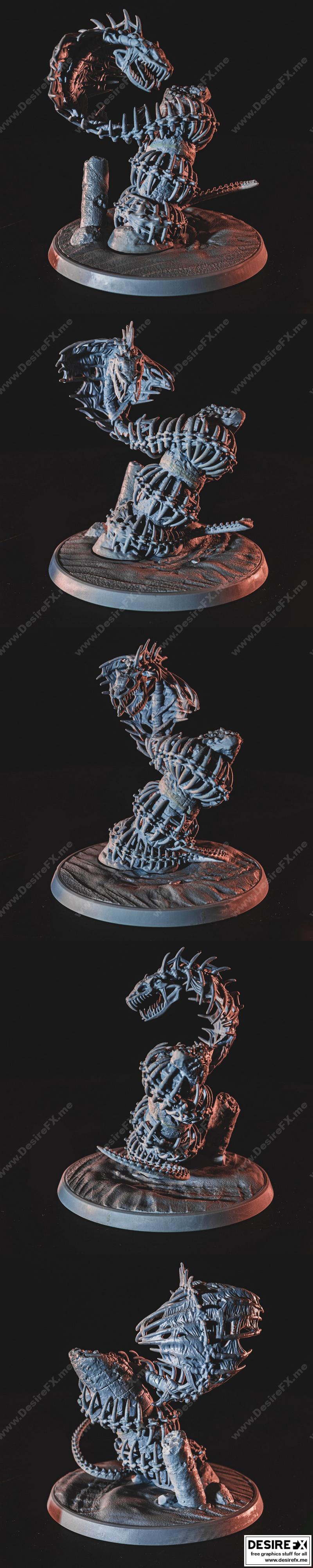 骨骼蛇形生物3D打印模型|Skeletal Snake