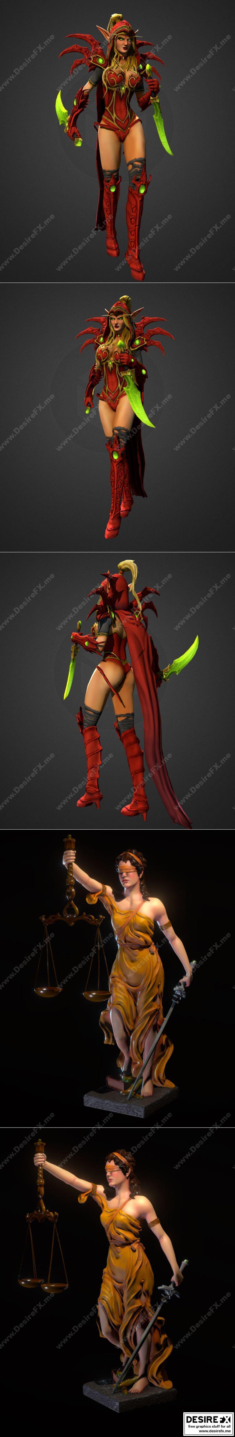 Themis 3D打印模型|Valeera Sanguinar and Themis in color