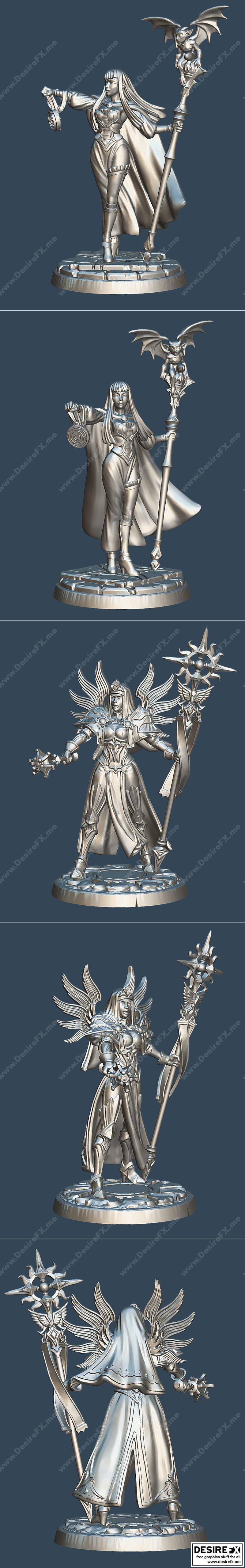 迷宫女巫与女修道院女战士3D打印模型|Labyrinth Witch and Abbess in Armor