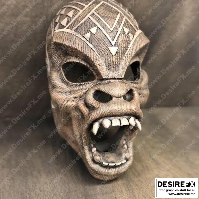 M’Baku战士面具3D打印模型|M’Baku Warrior falls mask