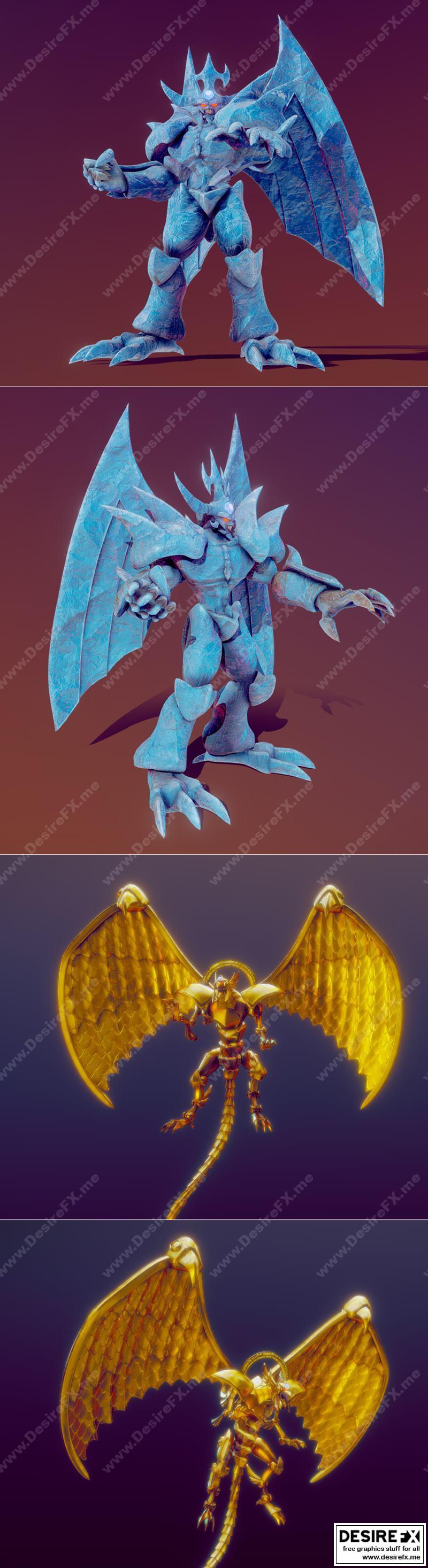 Yu-Gi-Oh！奥贝利斯克的折磨者与拉的翼龙 3D打印模型|Yu-Gi-Oh! – Obelisk the Tormentor and Winged Dragon of Ra