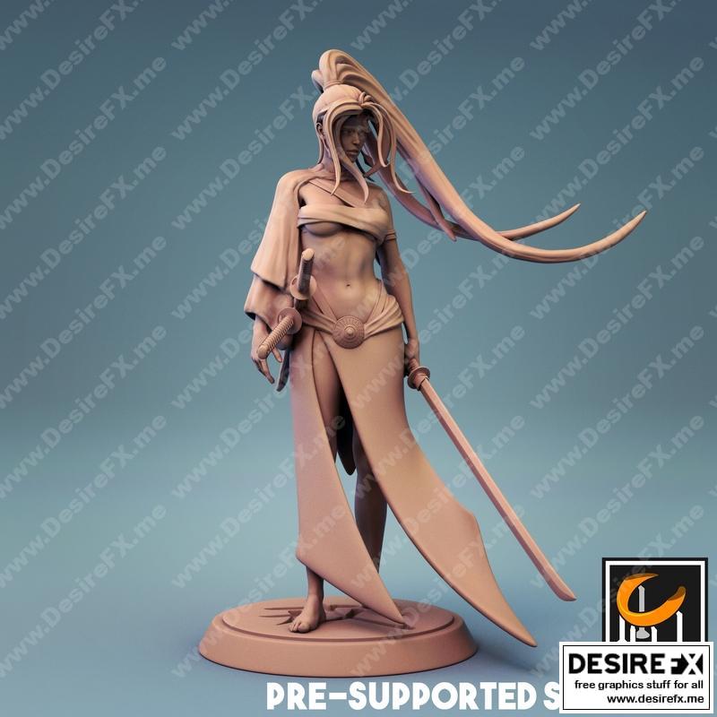 武士女战士3D打印模型|Samurai Female Fighter