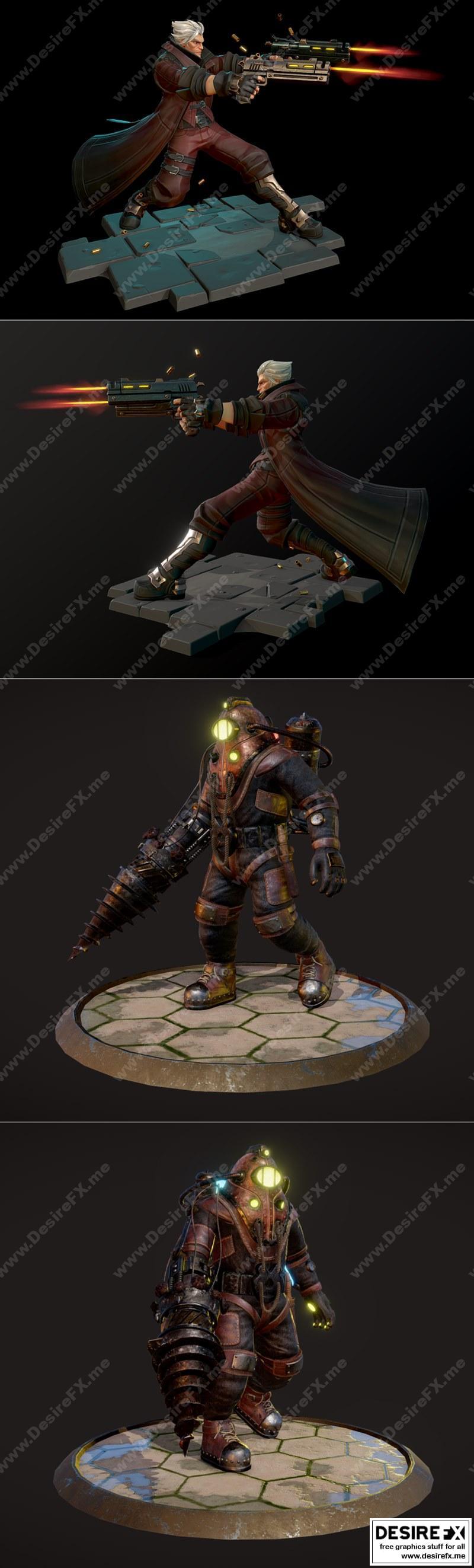 恶魔猎人与海底城的3D打印模型|Dante – Devil May Cry and Big Daddy Bioshock 2