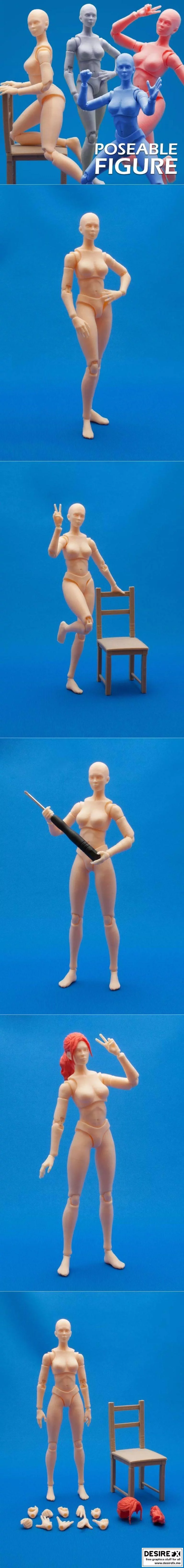 可动女性角色3D打印模型|Articulated Poseable Female Figure
