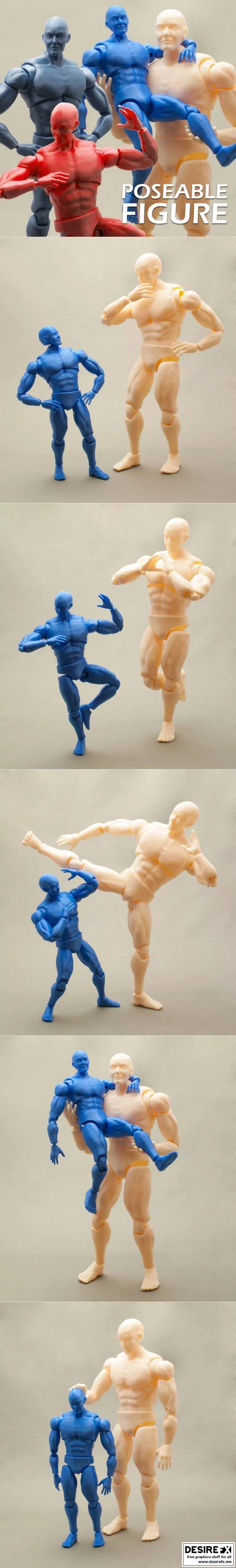 可动男性角色3D打印模型|Articulated Poseable Male Figure