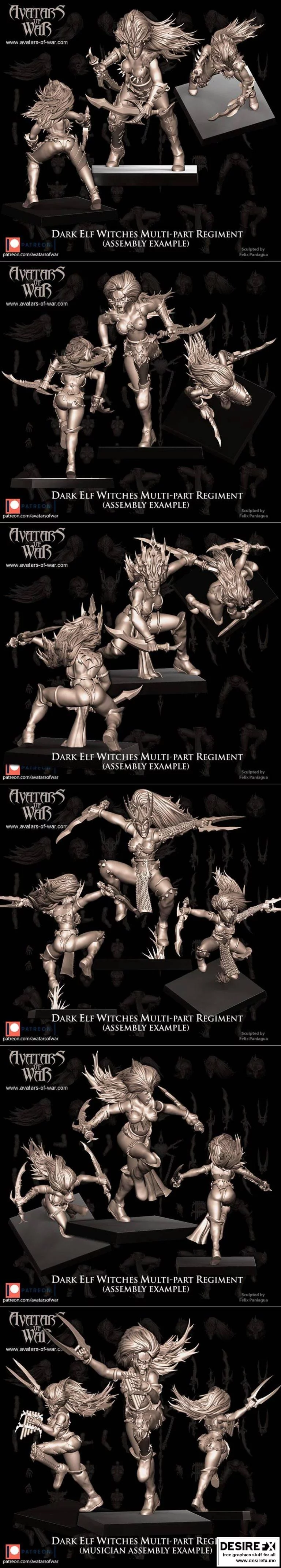 战争之灵——暗精灵女巫3D打印模型|Avatars of War – Dark Elf Witches