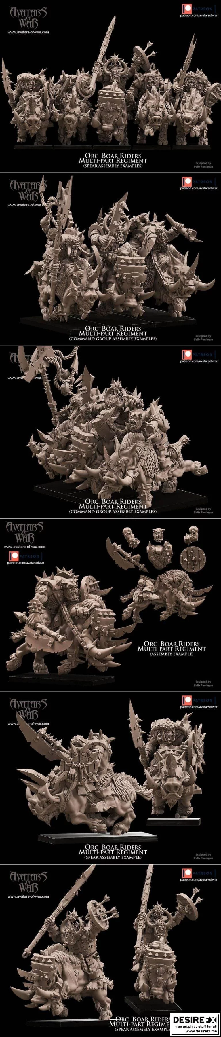 战争之兽—— orc兽骑3D打印模型|Avatars of War – Orc Boar Riders